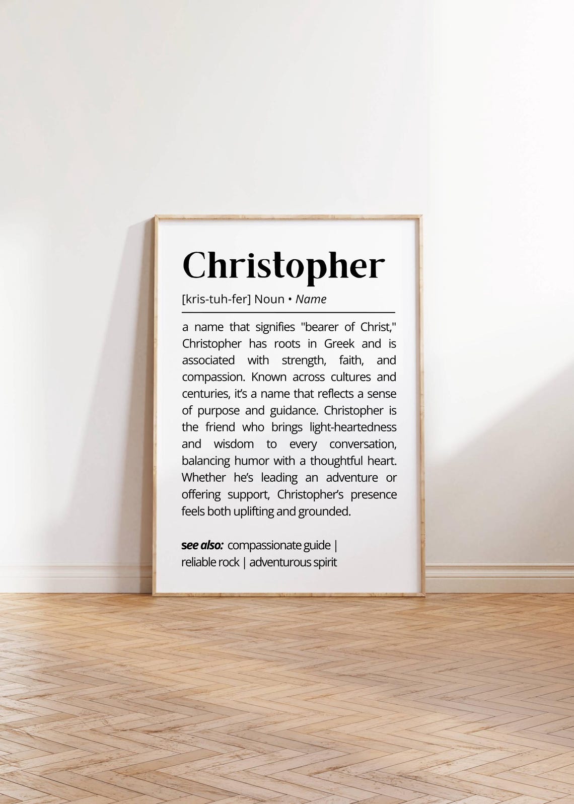 Christopher Name Definition Print Personalized Meaning Brave Gift Art