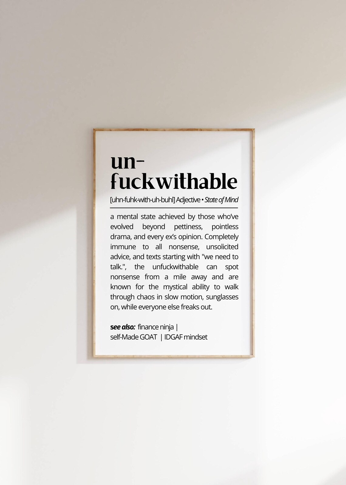 Unfuckwithable Definition Bold Typography Art Print - Image 2