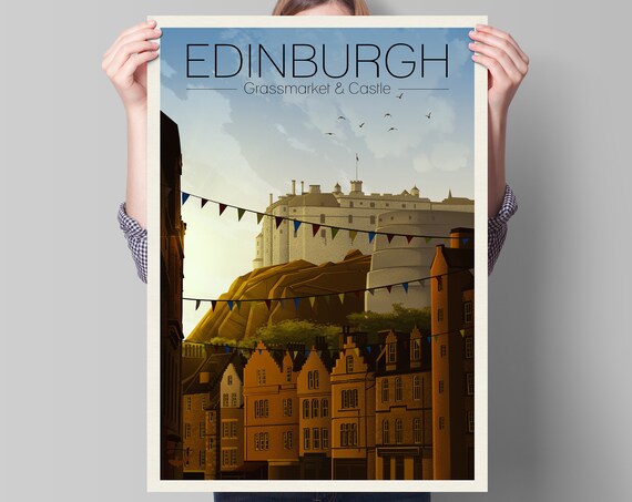 Edinburgh Grassmarket Castle Travel Poster