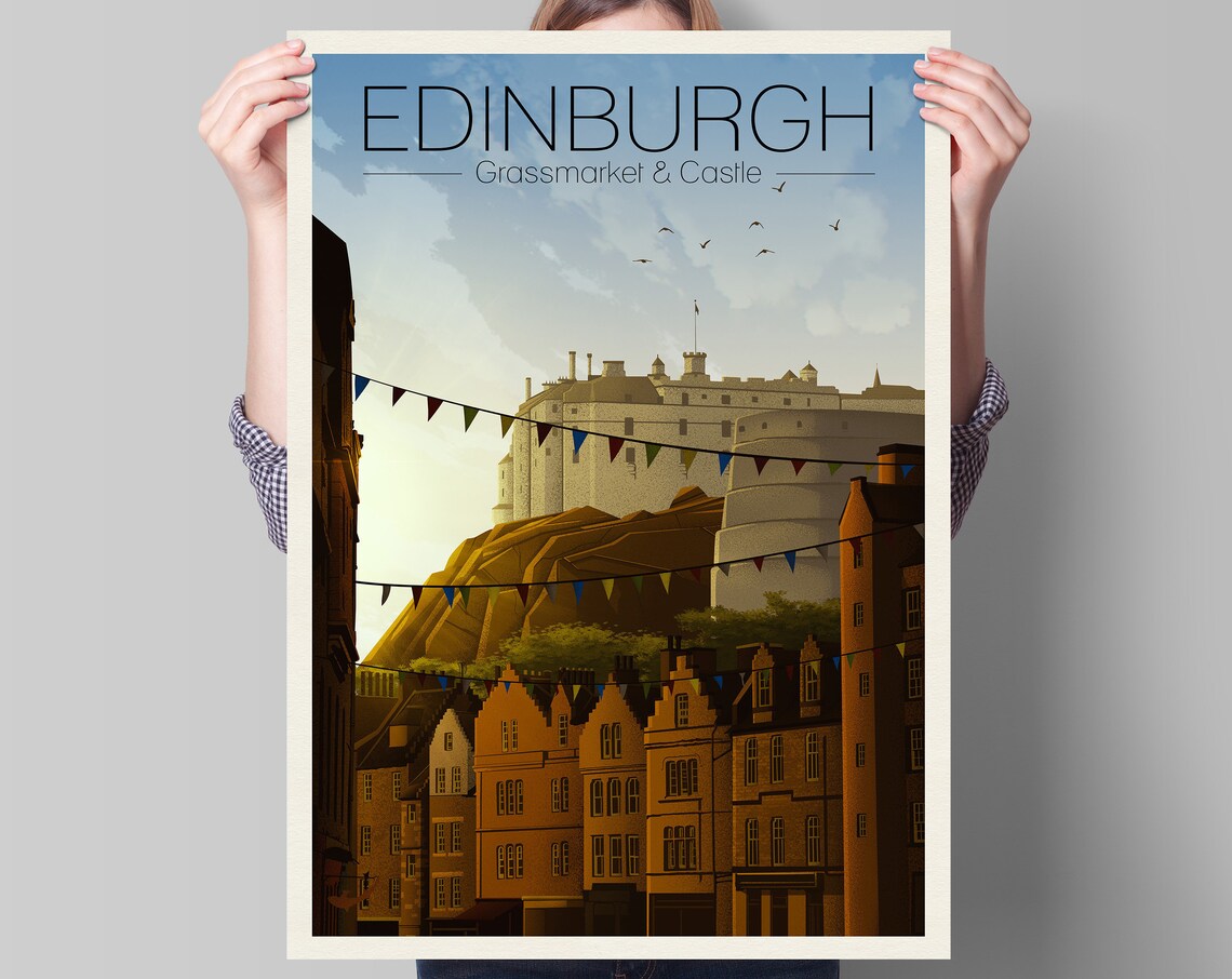 Edinburgh Grassmarket Castle Travel Poster