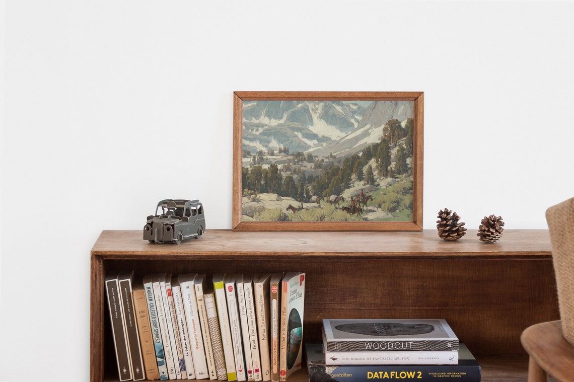 Mountain Wall Art Vintage Art Vintage Landscape Print Landscape Painting Antique Art Rustic Painting Horse Painting Art - Image 2