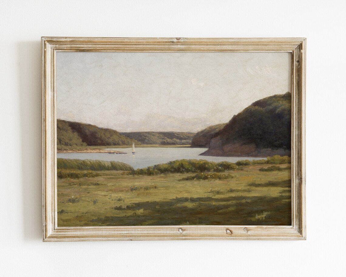 Vintage Rustic Landscape Oil Painting Art Print