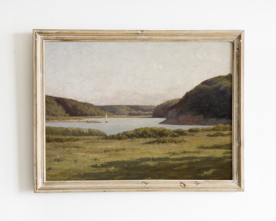 Vintage Rustic Landscape Oil Painting Art Print