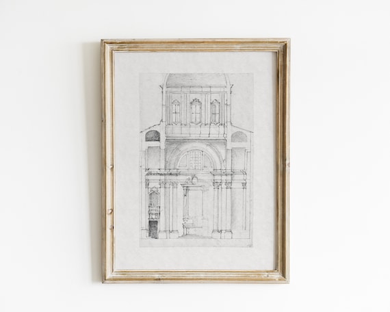 Minimalist Architecture Line Art Vintage Art Print