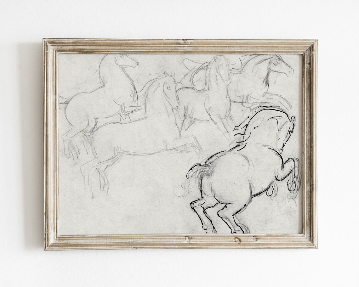 Minimalist Abstract Horse Line Drawing Art Print