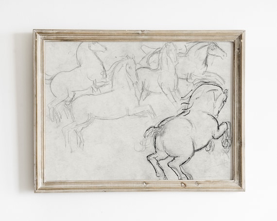 Minimalist Abstract Horse Line Drawing Art Print
