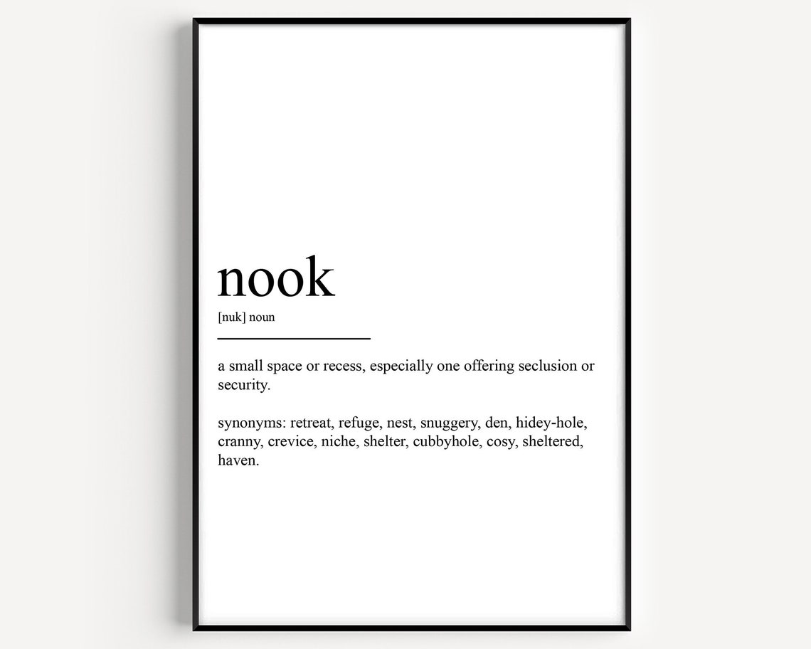 Nook Dictionary Definition With Synonyms Minimalist Wall Art