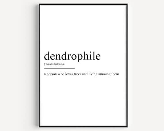 Dendrophile Definition Tree Lover Quote Minimalist Dictionary Wall Art