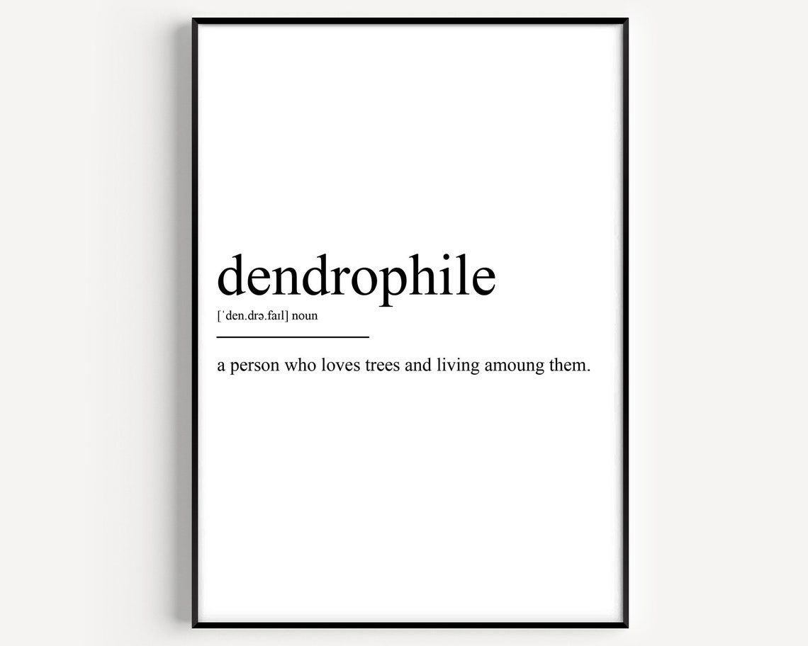 Dendrophile Definition Tree Lover Quote Minimalist Dictionary Wall Art