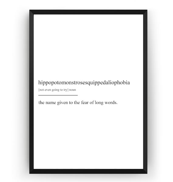Hippopotomonstrosesquippedaliophobia Definition Art Print
