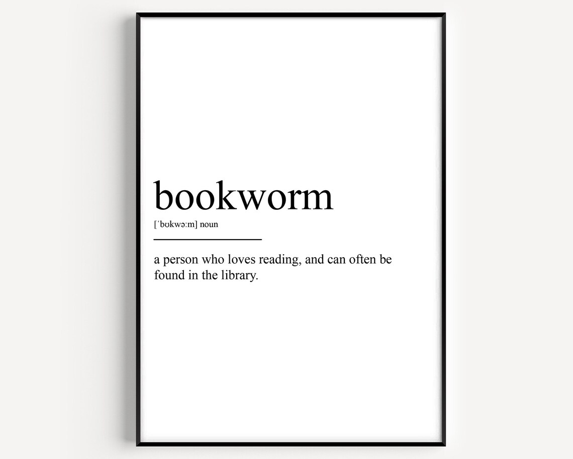 Bookworm Definition Art Print, Literary Quote Style