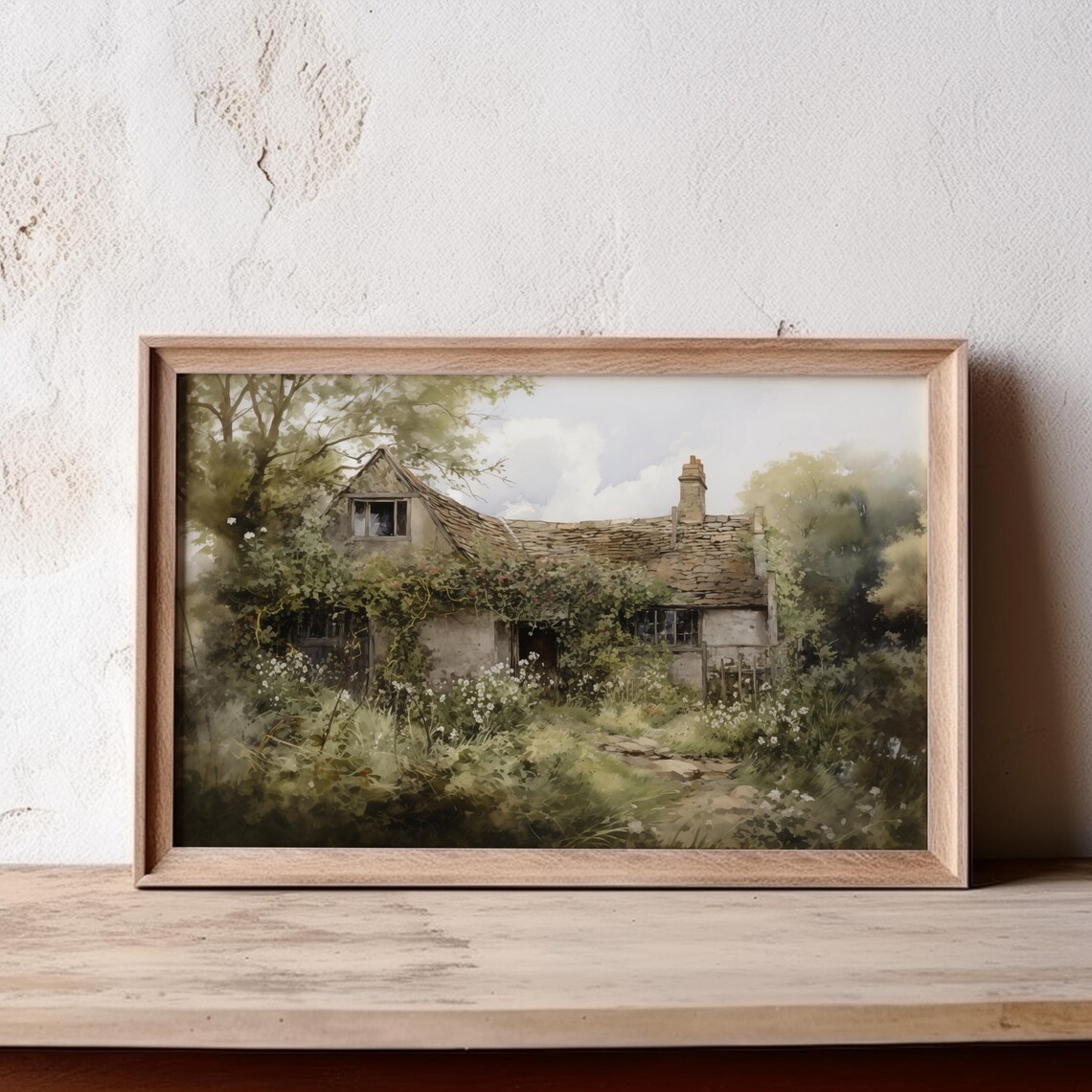 Overgrown English Cottage Painting Lush Green Garden Scene Poster - Image 6
