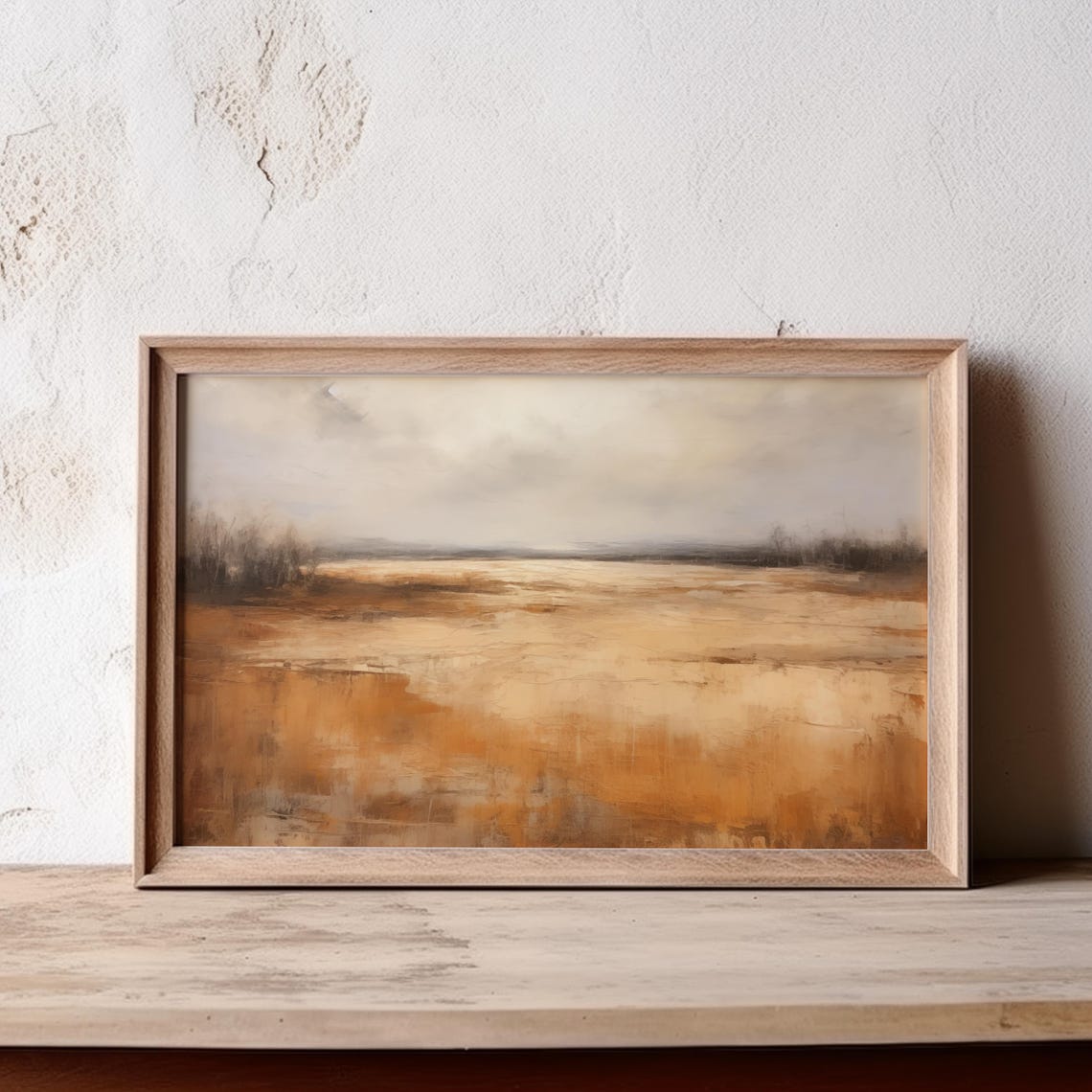 Abstract Landscape Painting Warm Brown Beige Grey Tones Wall Art - Image 4