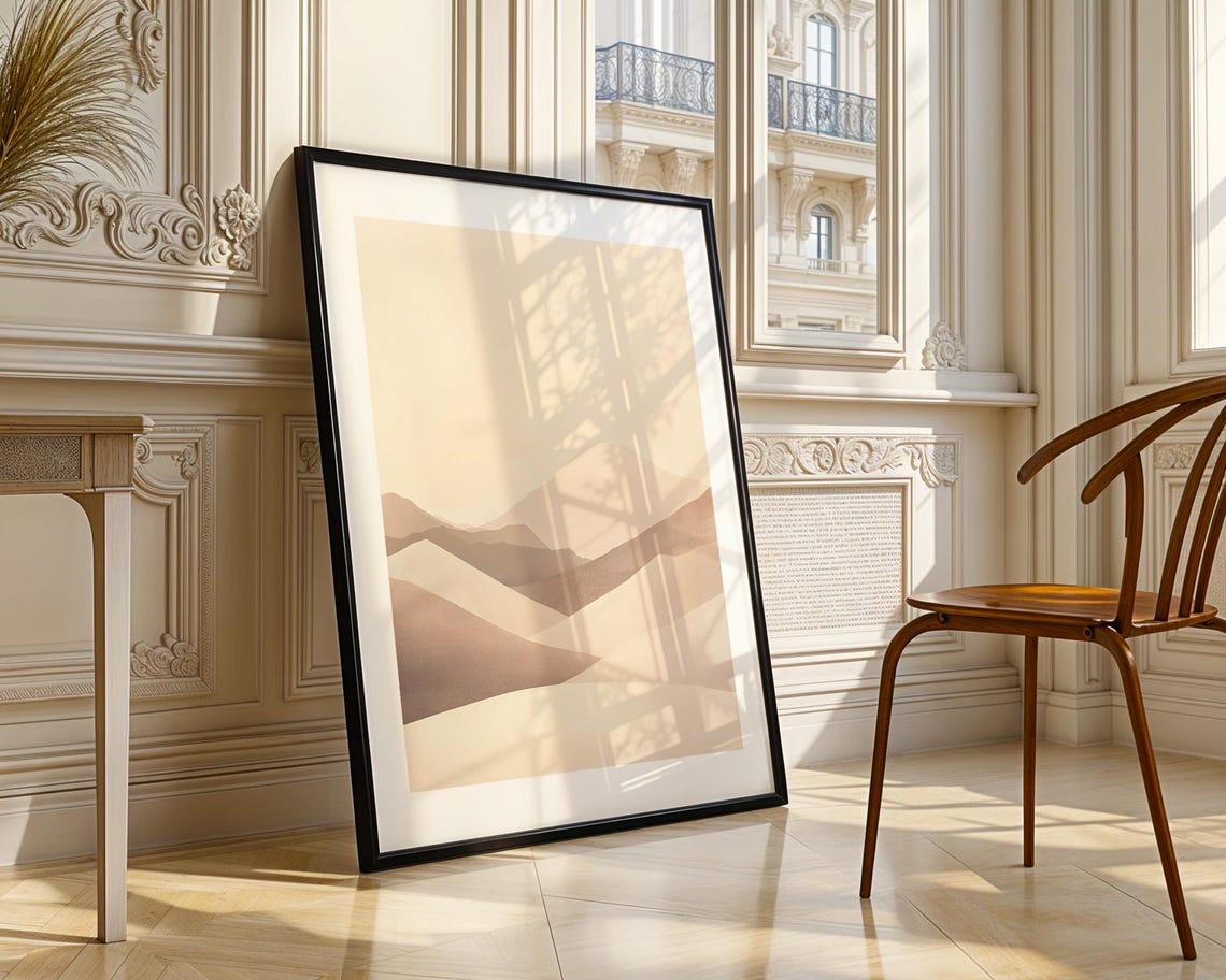 Minimalist Abstract Beige Mountain Layers Soft Neutral Art Poster