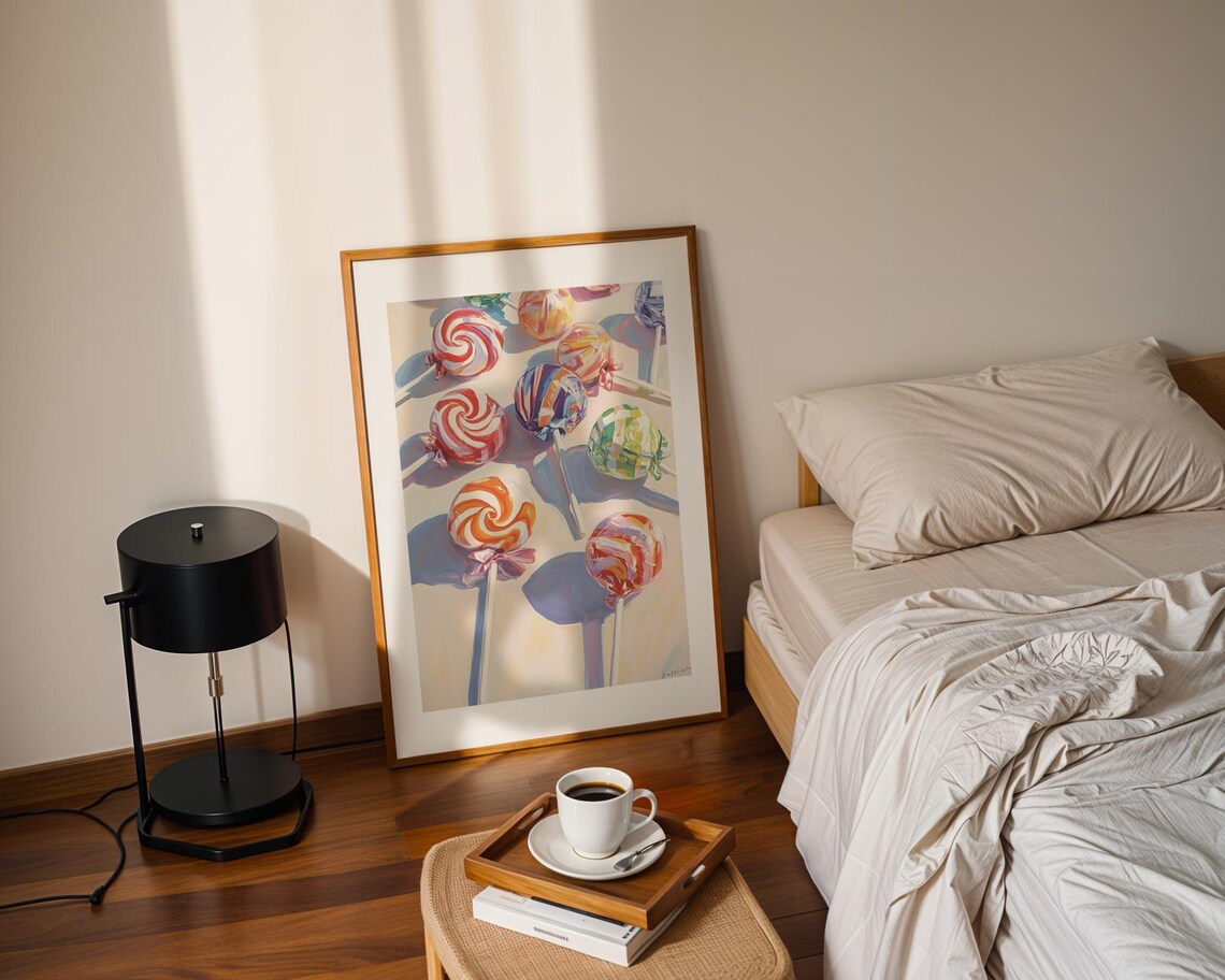 Colorful Swirl Lollipop Candy Painting Playful Retro Style Poster - Image 2