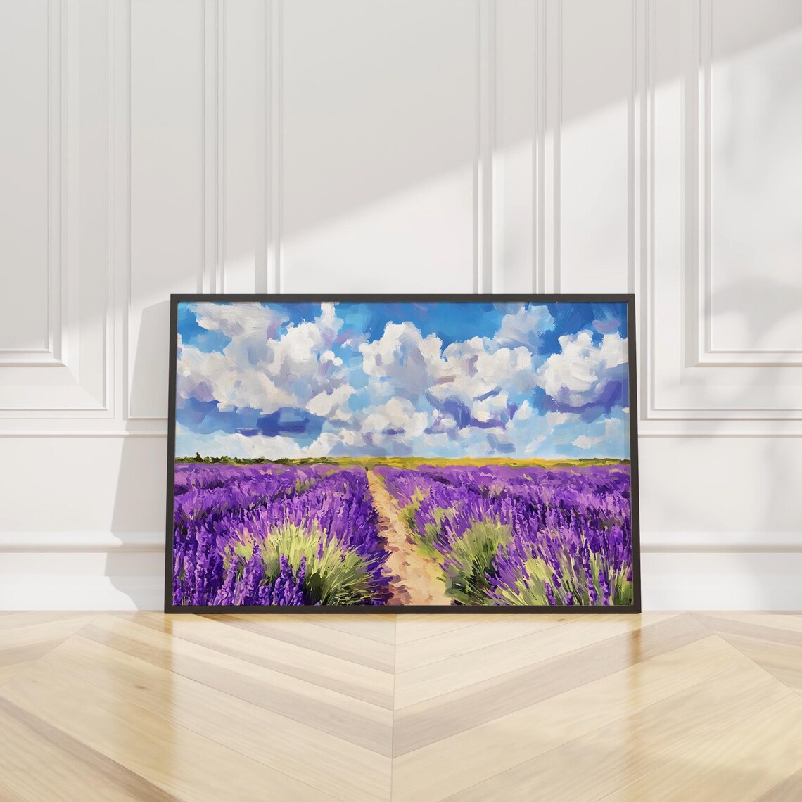 Winding Lavender Field Country Path Purple Floral Landscape Poster