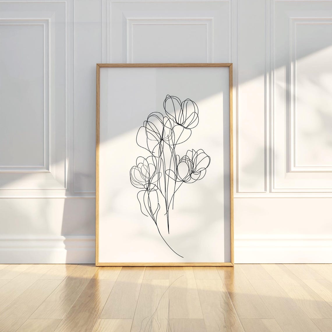 Minimalist Wildflower Line Art Botanical Bloom Sketch Poster