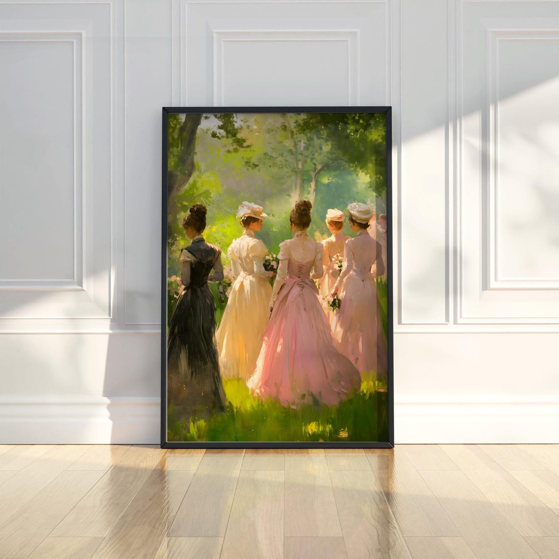Victorian Ladies In Garden Impressionist Painting Art Poster