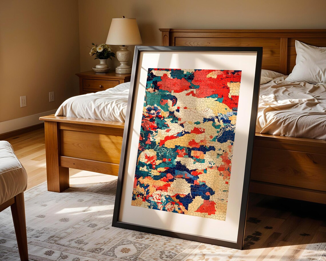 Abstract Floral Jigsaw Puzzle Art Colorful Modern Wall Poster - Image 4