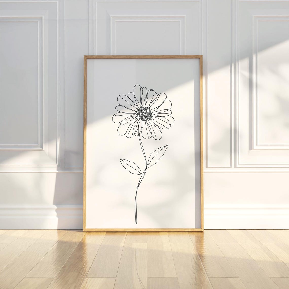 Daisy Flower Minimal Line Art Botanical Drawing Artwork Poster