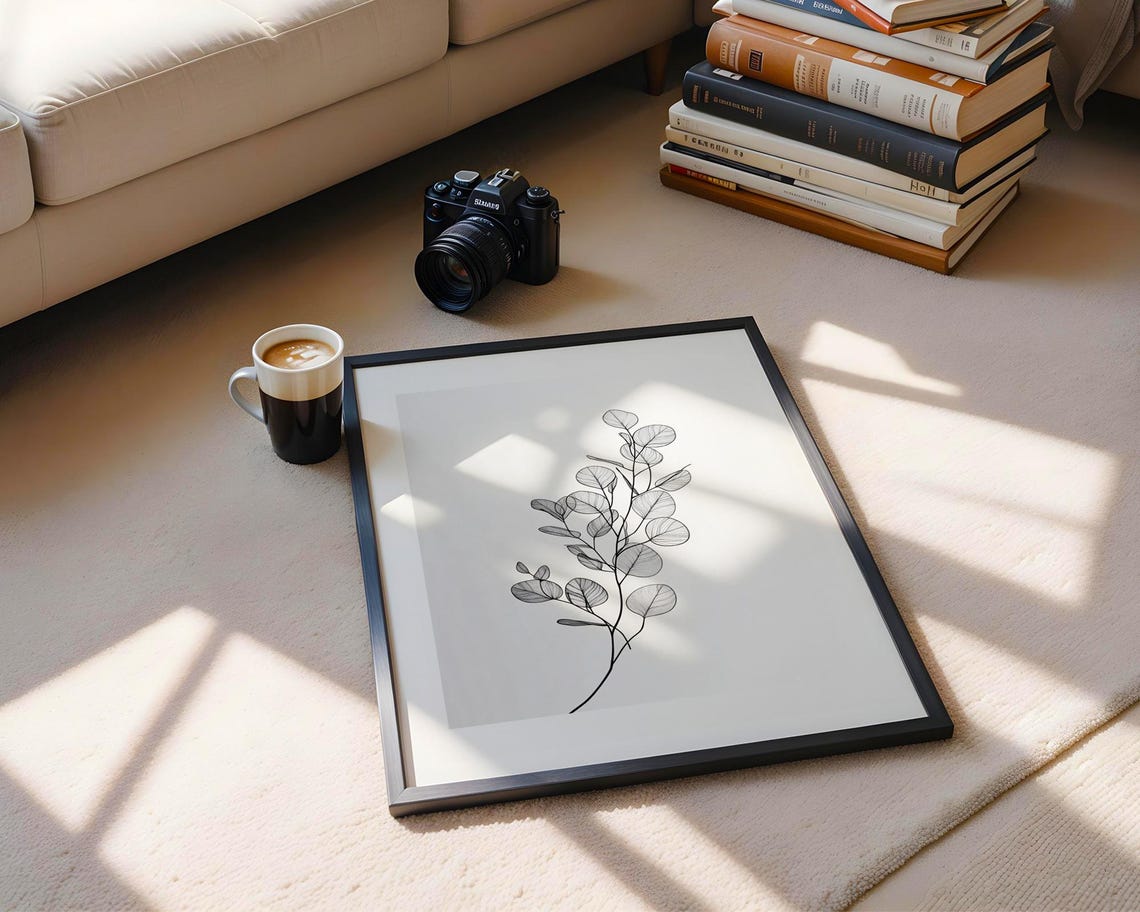 Minimalist Eucalyptus Branch Line Art Poster for Botanical Decor - Image 5
