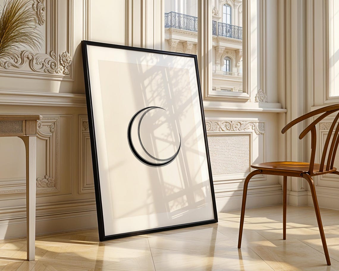 Double Crescent Moon Line Art Minimalist Celestial Decor Poster - Image 3