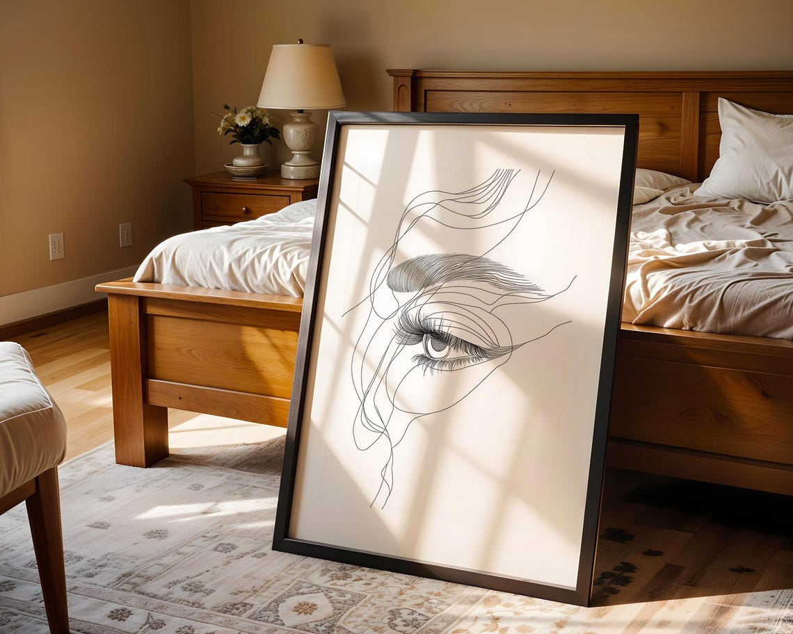 Abstract Woman Eye Line Art Elegant Beauty Sketch Drawing Poster - Image 4