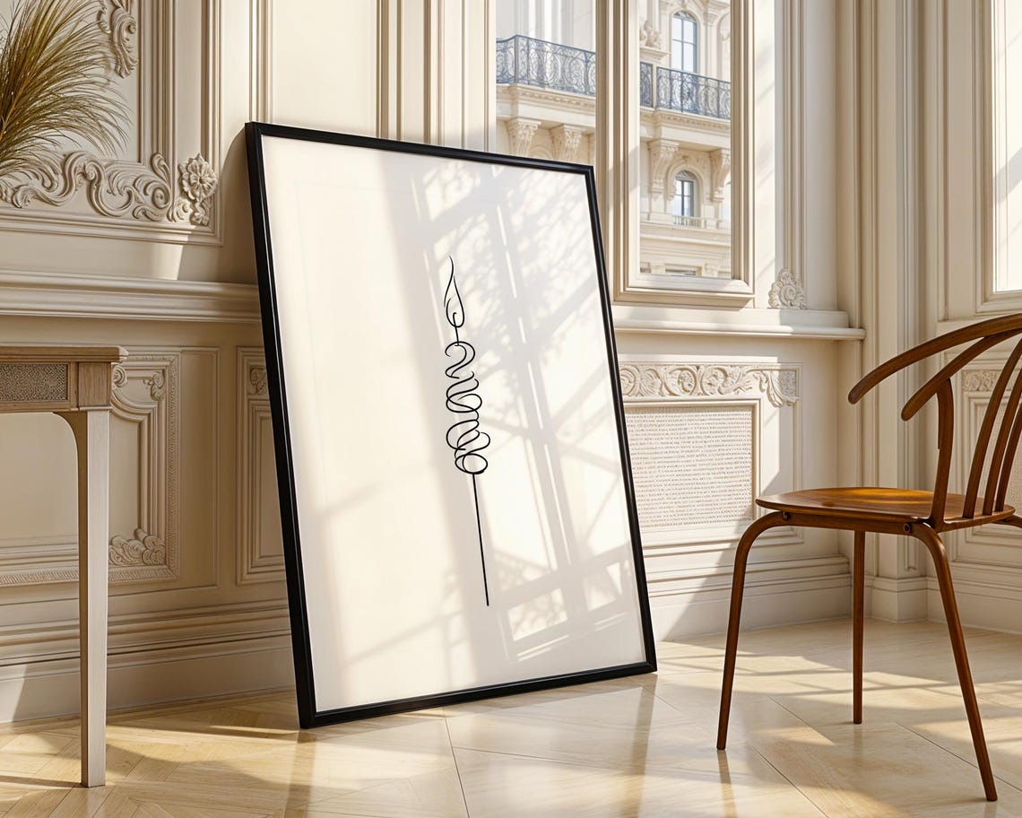 Single Continuous Line Flower Bud Minimalist Botanical Poster - Image 3