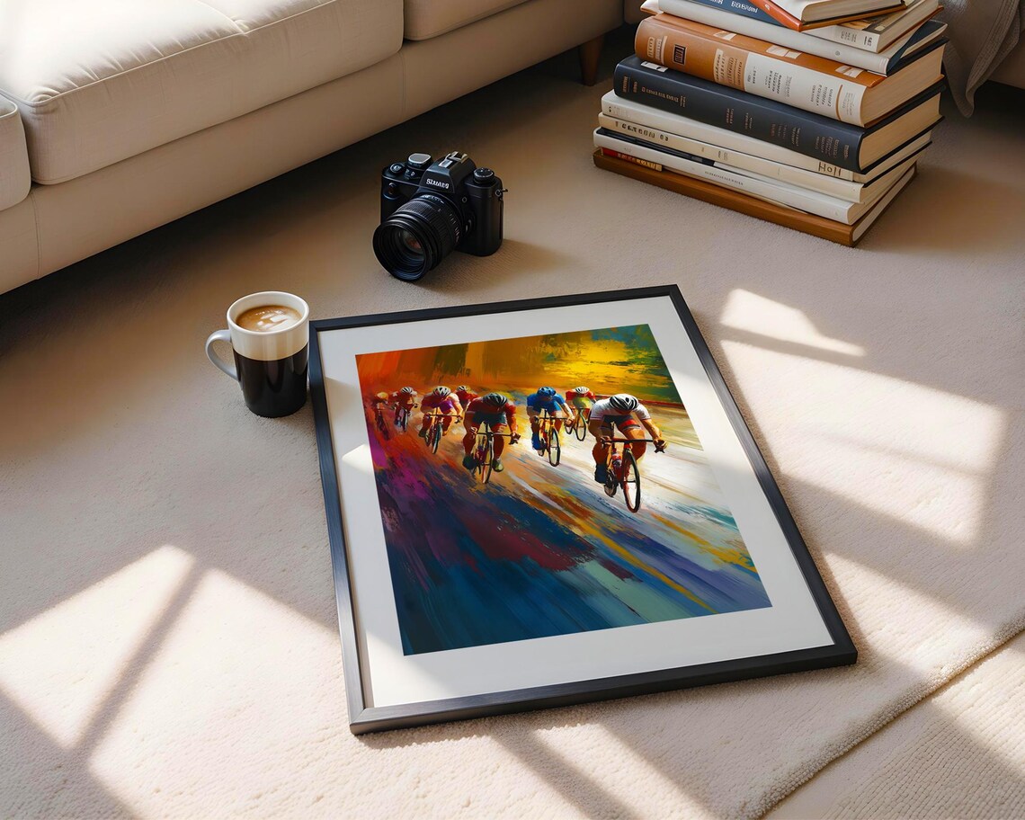 Cycling Peloton Race Sprinters Colorful Road Bike Sports Print - Image 5