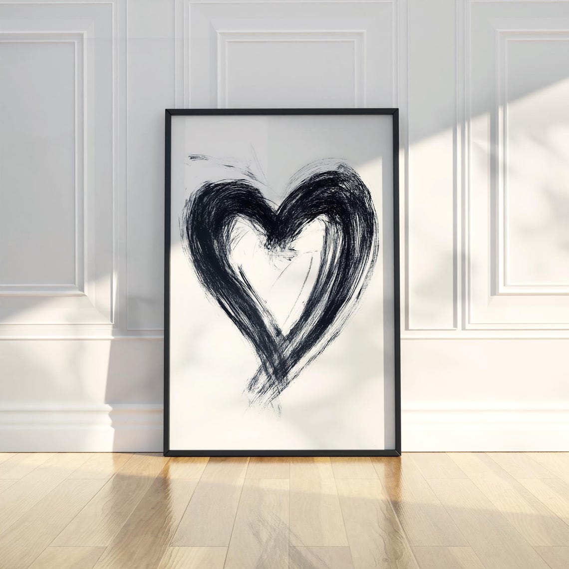 Black Brushstroke Heart Abstract Ink Love Minimalist Art Poster