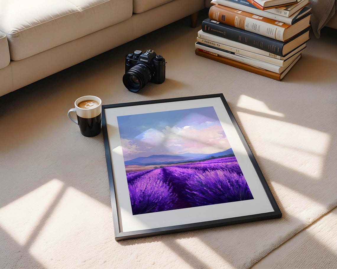 Lavender Field Rolling Hills Purple Mountains Scenic Art Poster - Image 4