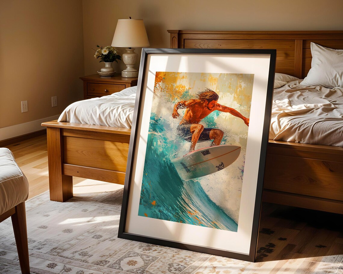 Surfing Ocean Wave Extreme Sport Art Print Trendy Wall Room Decor Prints Poster Modern