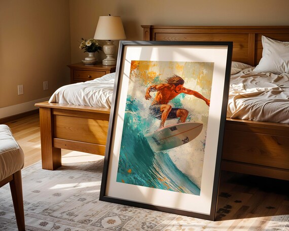 Surfing Ocean Wave Extreme Sport Art Print Trendy Wall Room Decor Prints Poster Modern