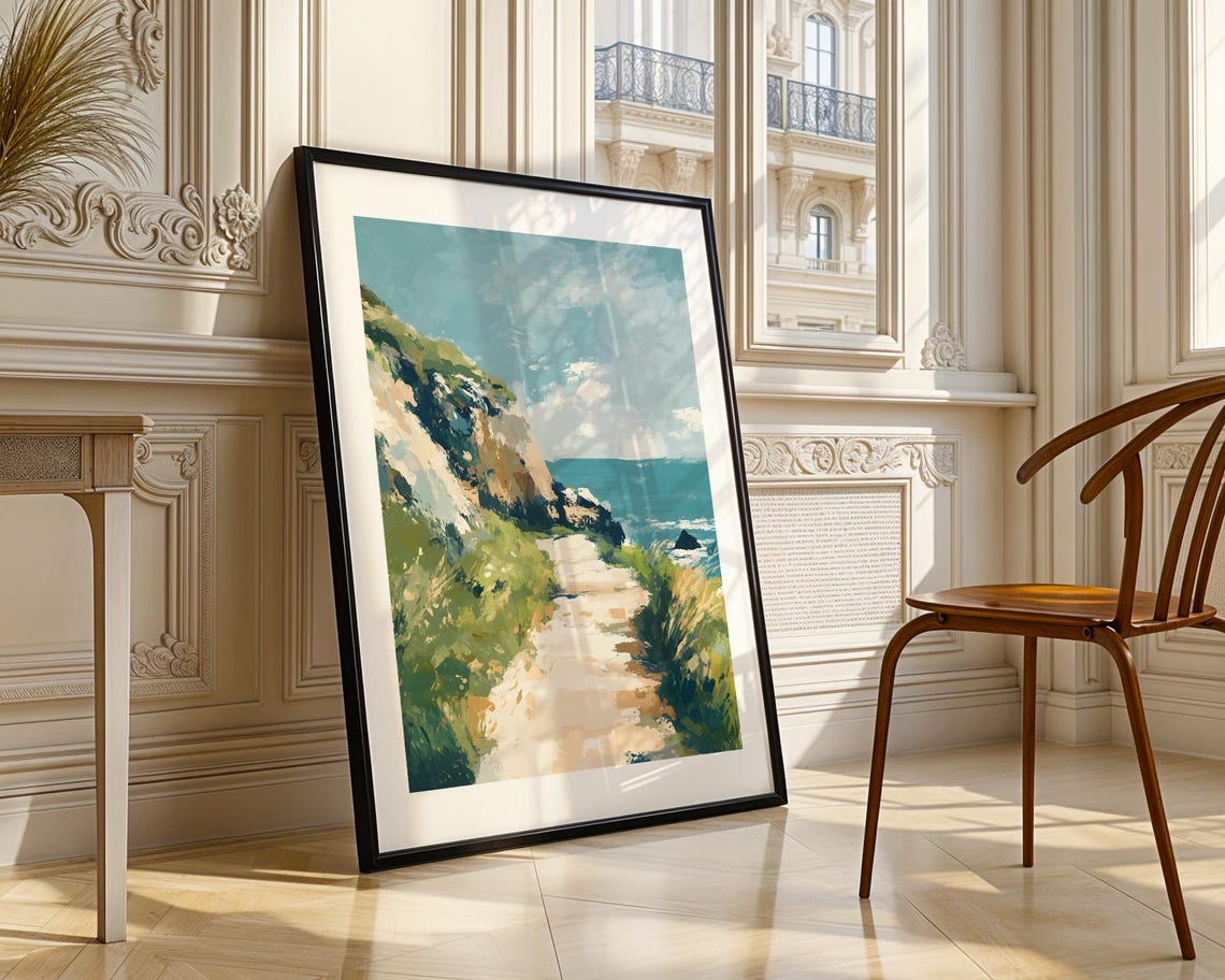Coastal Cliff Path Impressionist Sea View Ocean Walkway Poster - Image 5