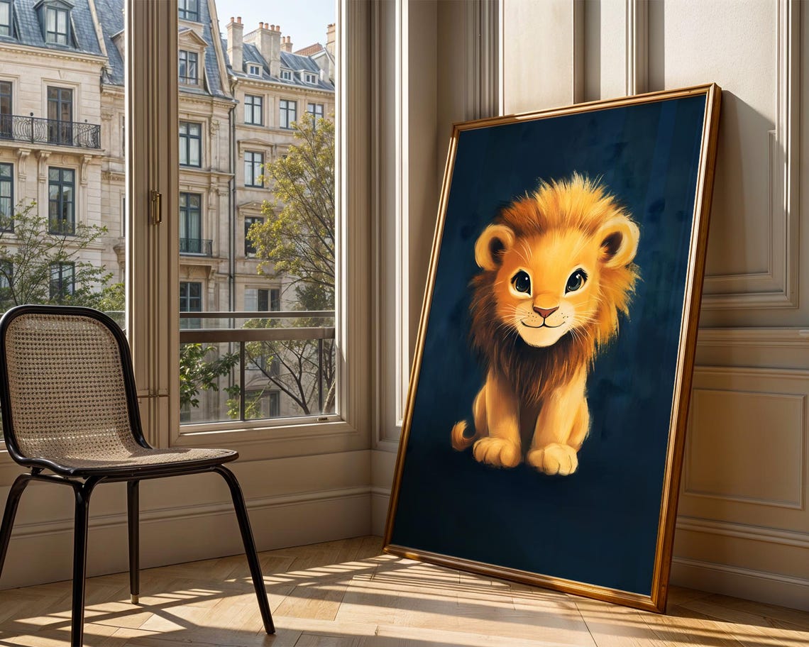 Cute Lion Cub Art Trendy Wall Room Decor Prints Print Poster Nursery Baby Shower Boy Gift - Image 4