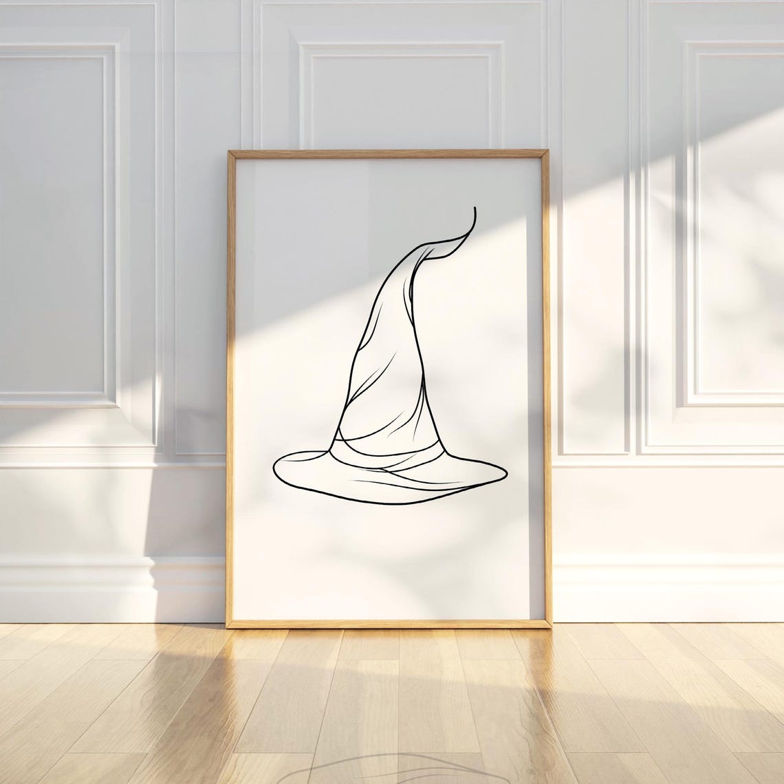 Minimalist Witch Hat Line Art Poster for Subtle Halloween Decor