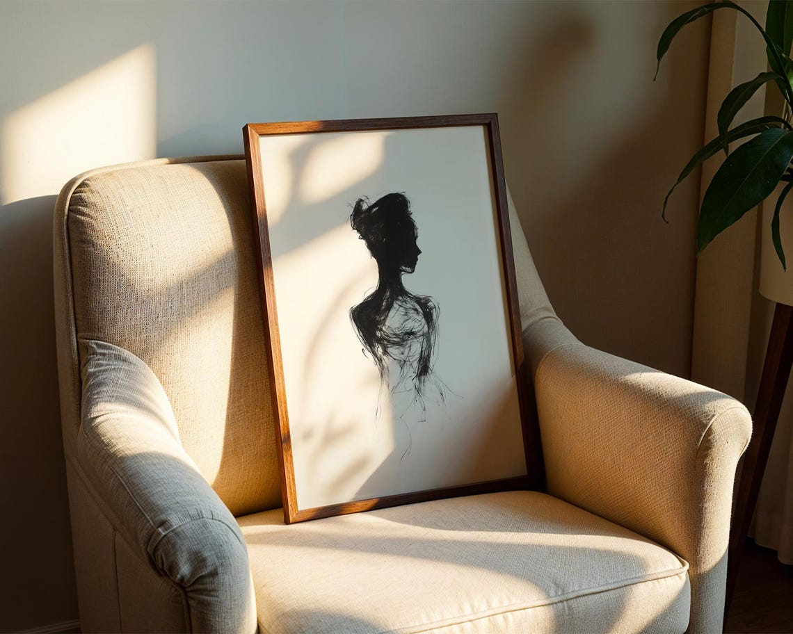 Dancer Silhouette Abstract Charcoal Sketch Movement Art Poster - Image 2