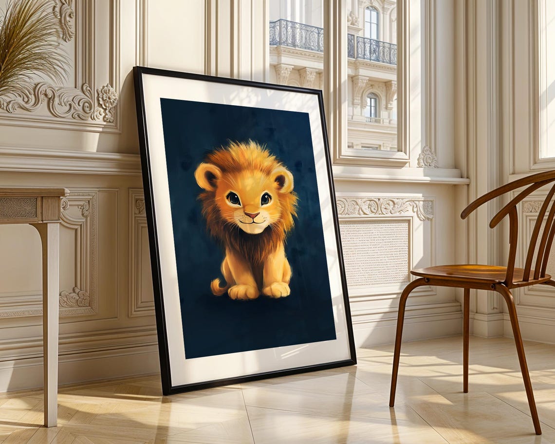Cute Lion Cub Art Trendy Wall Room Decor Prints Print Poster Nursery Baby Shower Boy Gift
