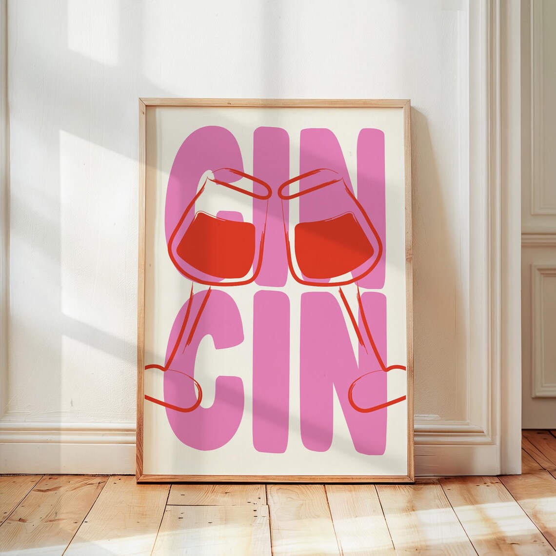 Cin Print Wine Glasses Cheers Bar Cart Poster