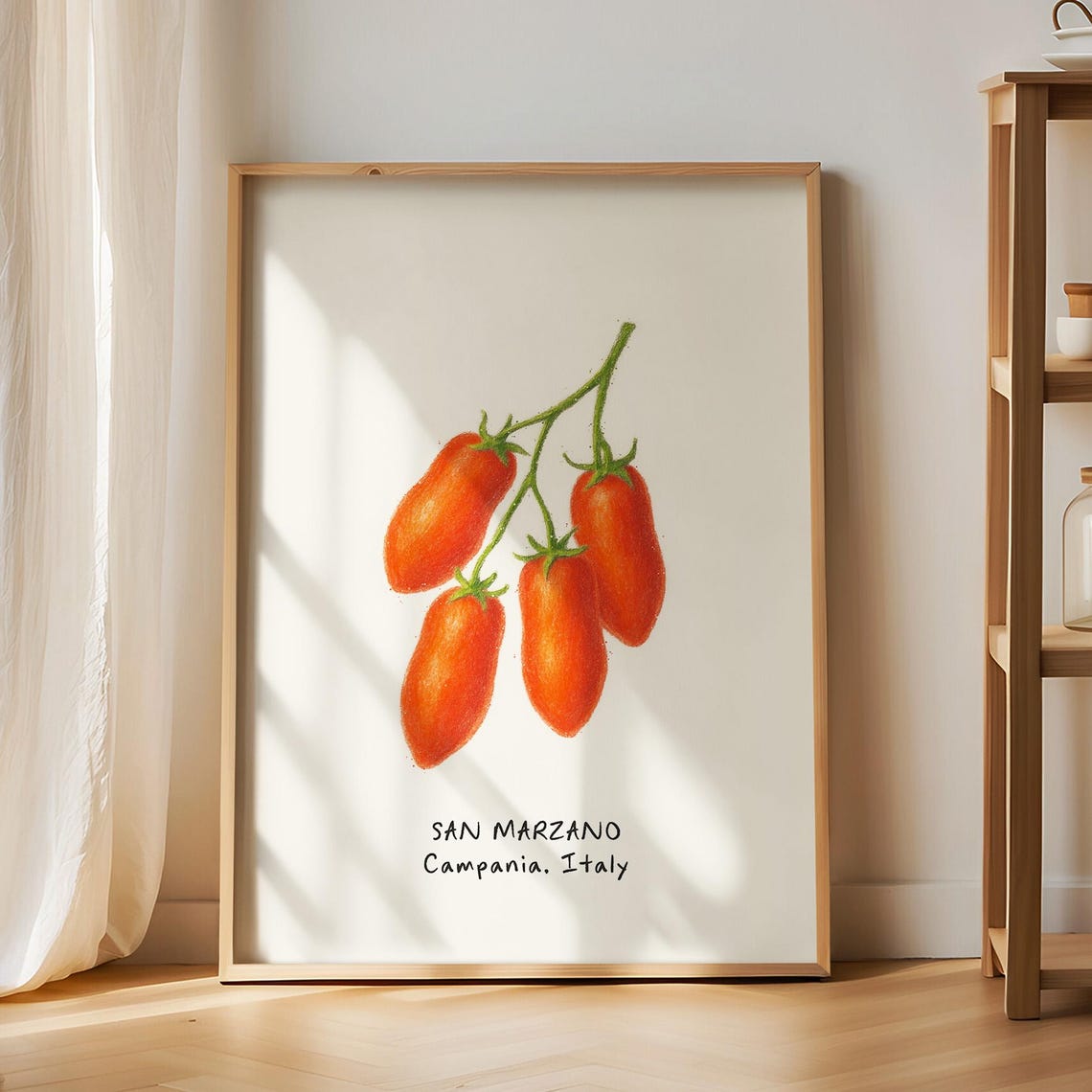 San Marzano Tomatoes Campania Italy Rustic Kitchen Poster Decor