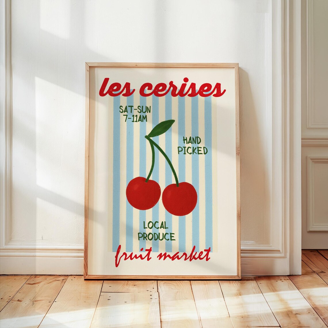 Cherry Art Print, Retro Modern Kitchen Decor