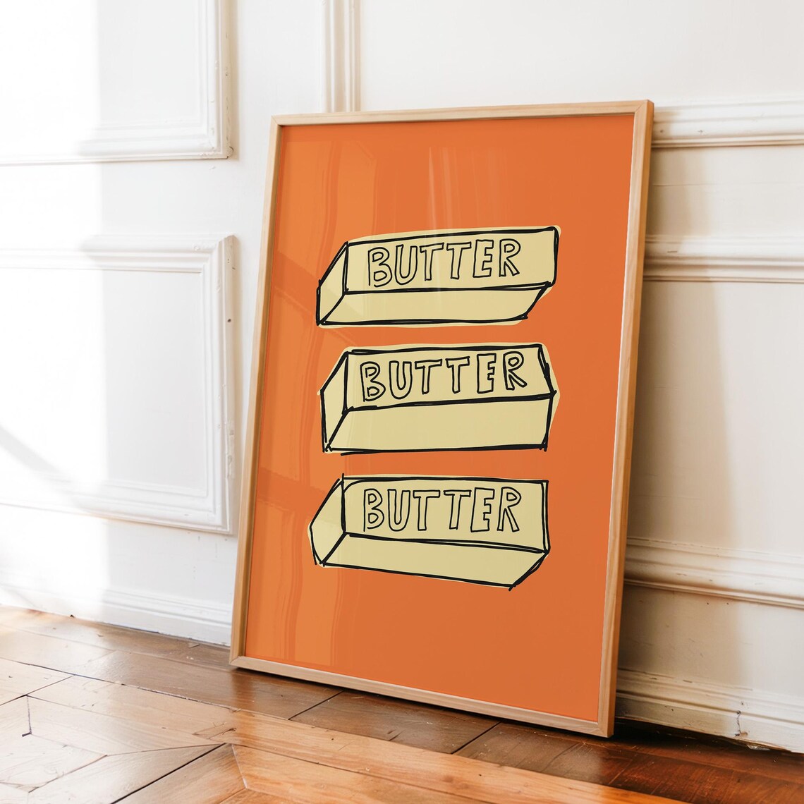 Butter Art Print, Cute Pop Food Retro Kitchen Decor