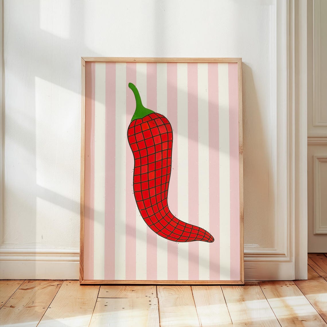 Red Chili Pepper Pop Art Poster Funky Kitchen Retro Food Illustration