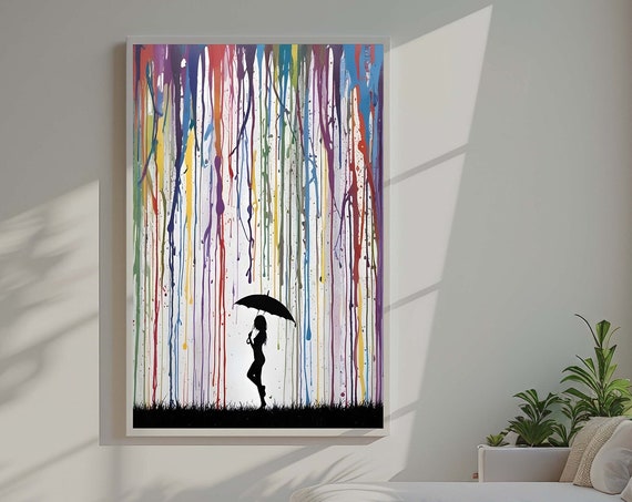 Abstract Womans Face Painting Water Woman Canvas Modern Wall Art Contemporary Home Decor Framed Ready To Hang