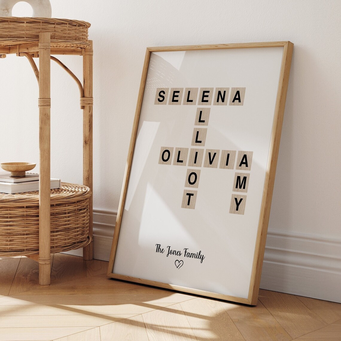 Personalized Letter Tile Art, Crossword Style Family