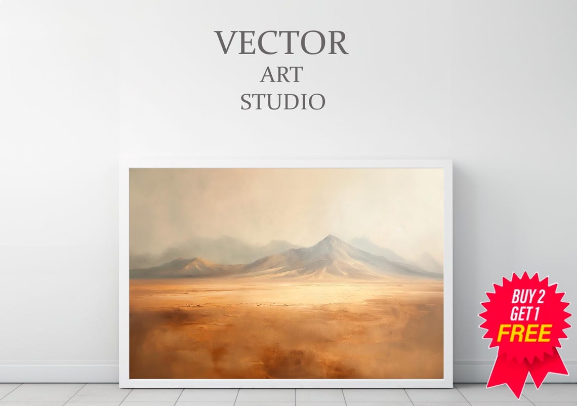 Mountain Landscape Frame Tv Art Neutral Abstract Tv Art Rustic Scenery Screensaver Moody Minimal Oil Painting - Image 3