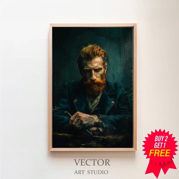 Van Gogh Print Moody Portrait Vintage Art