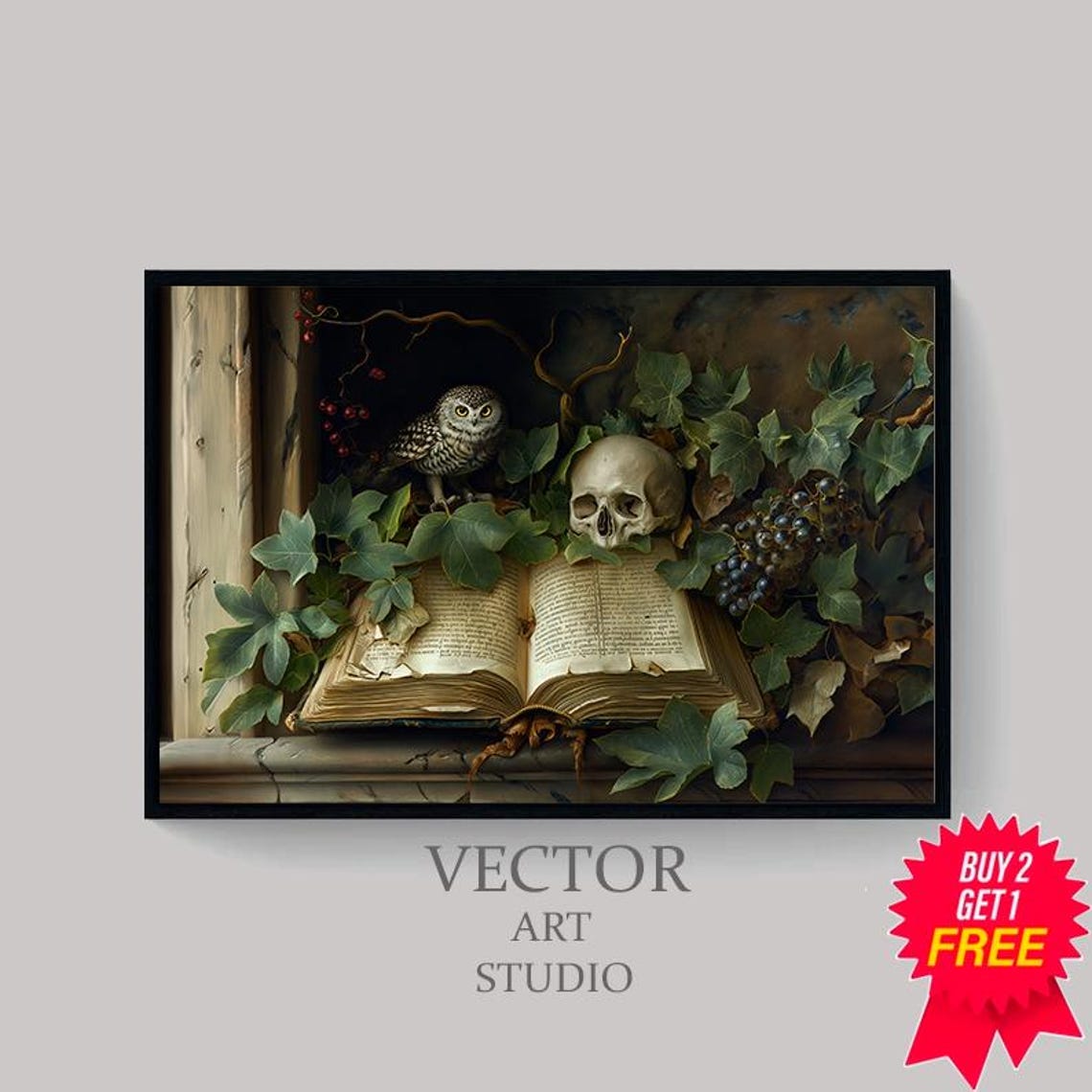 Vintage Still Life Painting Dark Academia Vintage Art Gothic Art - Image 4
