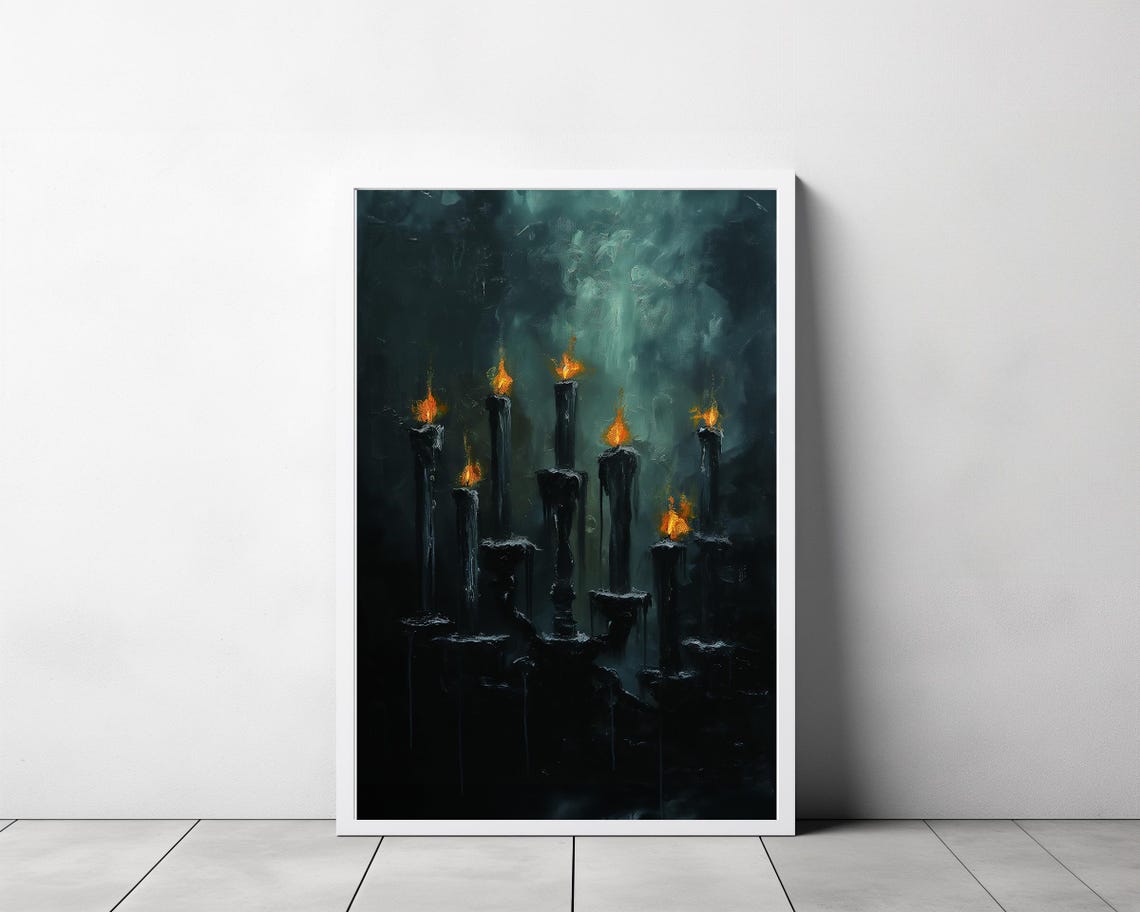 Halloween Decor Black Candles Vintage Style Halloween Moody Dark Academia Wall Art - Image 3
