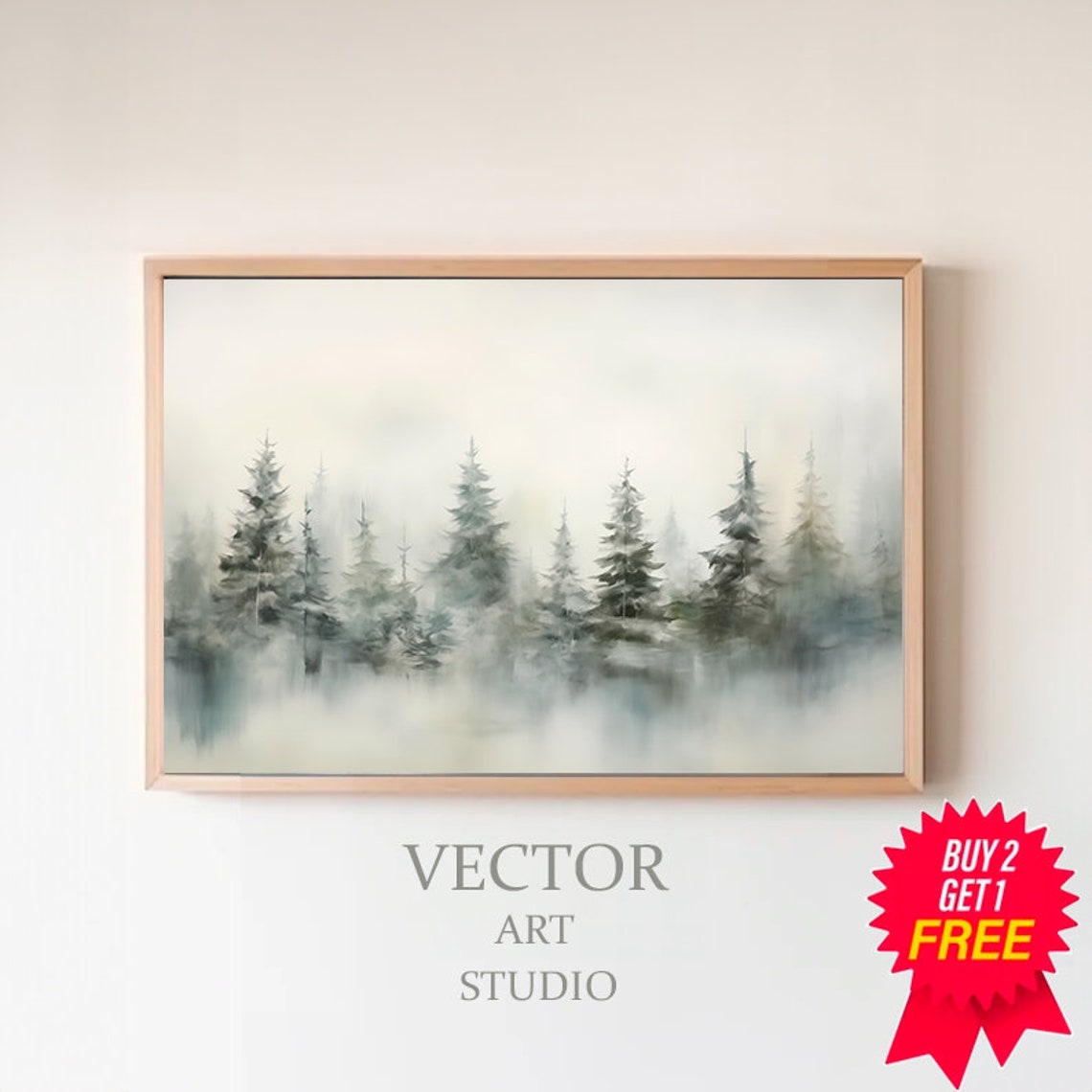Moody Winter Forest Landscape Frame Tv Art Evergreen Trees Oil Painting Christmas Decor Rustic Vintage Christmas Screensaver
